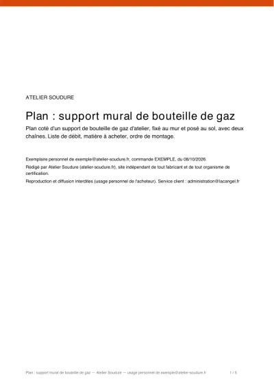 Couverture du plan (exemplaire personnel, e-mail de l'acheteur imprimé)
